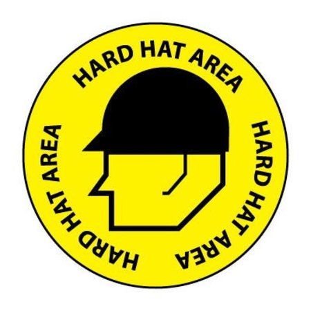 NATIONAL MARKER CO Walk On Floor Sign - Hard Hat Area WFS13